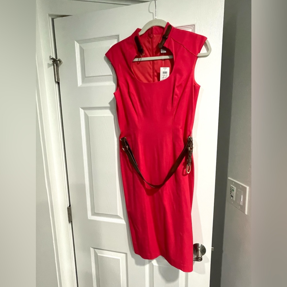 NWT. Coral dress by Cache. Midi size 4. Fully lined